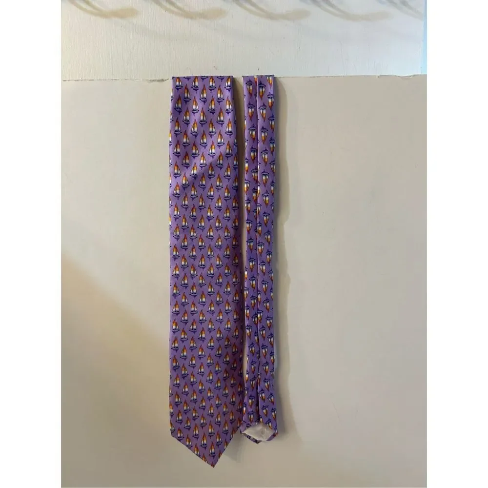 346 Brooks‎ Brothers Silk tie new $40 purple with Sailboats